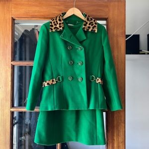 Mad Men 60s Green Leopard Dress Suit Jacket